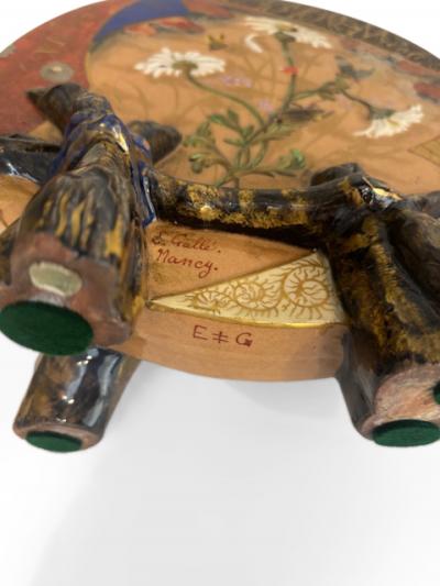 Art Nouveau glazed earthenware vase by E Galle