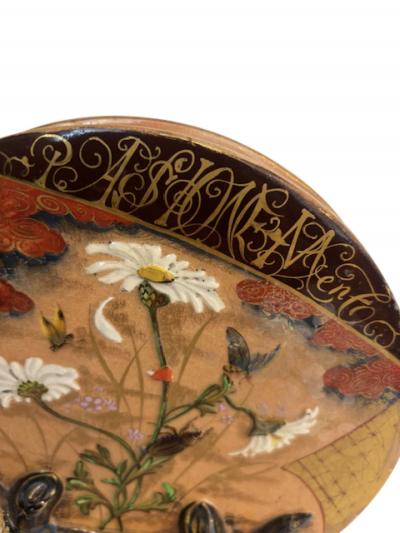 Art Nouveau glazed earthenware vase by E Galle