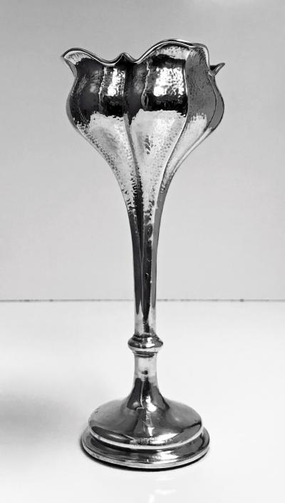 Art Nouveau hammered Silver Flower Vase Birmingham 1902 Henry Matthews