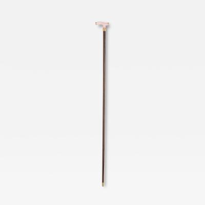 Art Nouveau rose quartz gold ruby emerald and diamond walking stick