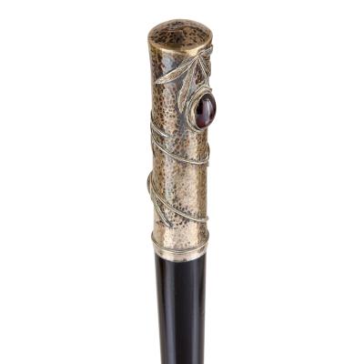 Art Nouveau silver and glass mounted walking stick
