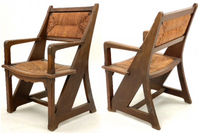 Art and Craft rarest pair of brutalist pre modernist arm chairs
