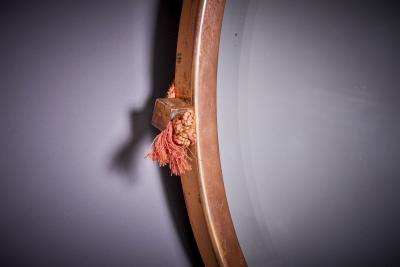 Artdeco Solid Copper Mirror with original hanging cord France 1920s