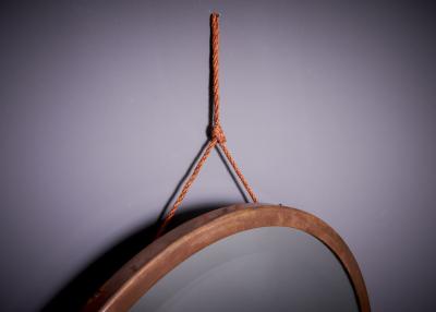 Artdeco Solid Copper Mirror with original hanging cord France 1920s