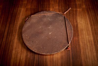 Artdeco Solid Copper Mirror with original hanging cord France 1920s