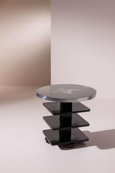 Arte deco occasional table with glass top Italy 1930s