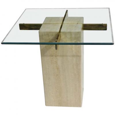 Artedi Artedi side table in Travertine and brass