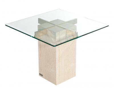 Artedi Vintage Mid Century Modern Italian Travertine Accent Table