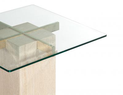 Artedi Vintage Mid Century Modern Italian Travertine Accent Table