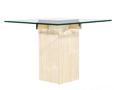 Artedi Vintage Mid Century Modern Italian Travertine Accent Table