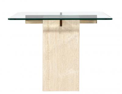 Artedi Vintage Mid Century Modern Italian Travertine Accent Table