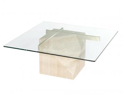 Artedi Vintage Mid Century Modern Italian Travertine Cocktail Table