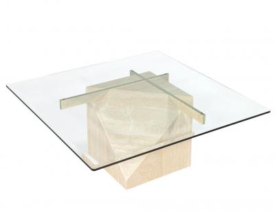 Artedi Vintage Mid Century Modern Italian Travertine Cocktail Table