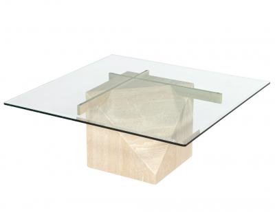 Artedi Vintage Mid Century Modern Italian Travertine Cocktail Table