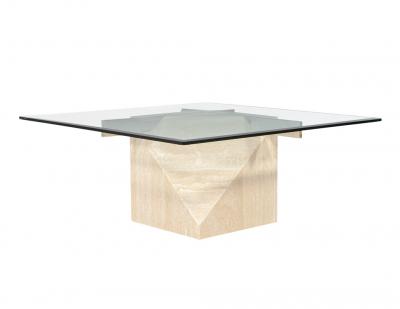 Artedi Vintage Mid Century Modern Italian Travertine Cocktail Table