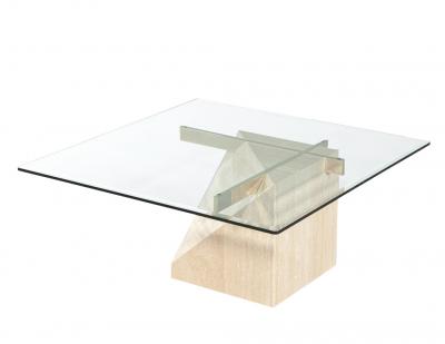 Artedi Vintage Mid Century Modern Italian Travertine Cocktail Table