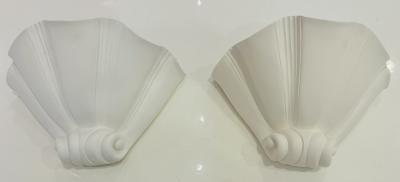 Artelier Sedap Pair of French Atelier Sedap Shell Plaster Art Deco Wall Lamps