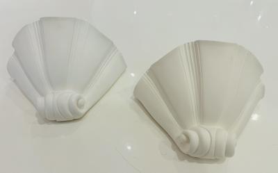 Artelier Sedap Pair of French Atelier Sedap Shell Plaster Art Deco Wall Lamps