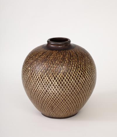 Arthur Andersson Large Arthur Andersson Stoneware Floor Vase by Wall kra Sweden 1950 signed