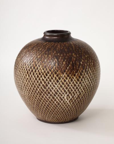 Arthur Andersson Large Arthur Andersson Stoneware Floor Vase by Wall kra Sweden 1950 signed