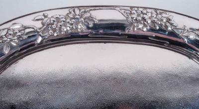 Arthur Bond Arthur Bond Japanese Meiji Art Nouveau Silver Bamboo Iris Tea Tray