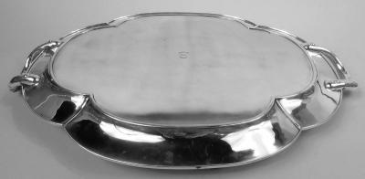 Arthur Bond Arthur Bond Japanese Meiji Art Nouveau Silver Bamboo Iris Tea Tray