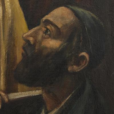 Arthur Bryks Polish oil painting of Jewish men studying by Arthur Bryks