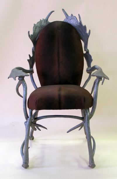 Arthur Court A Pair of American Aluminum Antler Arm Chairs by Arthur Court