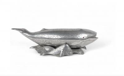 Arthur Court Arthur Court Pewter Whale shaped Covered Tureen Ice Bucket on Stand