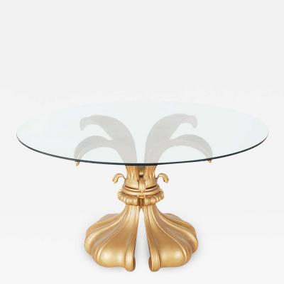 Arthur Court Hollywood Regency Fleur de Lis Glass Center Table
