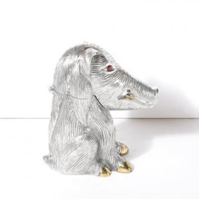 Arthur Court Mid Century Aluminum Brass Sculptural Boar Wine Cooler Signed Arthur Court