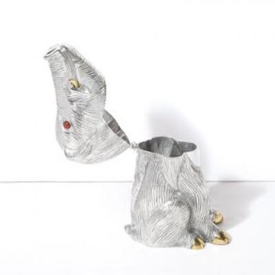 Arthur Court Mid Century Aluminum Brass Sculptural Boar Wine Cooler Signed Arthur Court