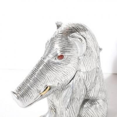 Arthur Court Mid Century Aluminum Brass Sculptural Boar Wine Cooler Signed Arthur Court
