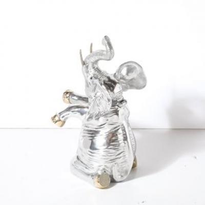 Arthur Court Mid Century Aluminum Brass Sculptural Elephant Wine Cooler Signed Arthur Court