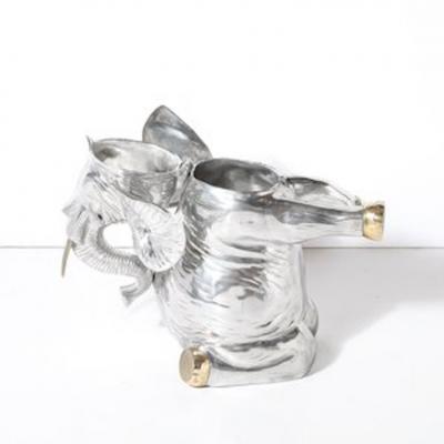 Arthur Court Mid Century Aluminum Brass Sculptural Elephant Wine Cooler Signed Arthur Court