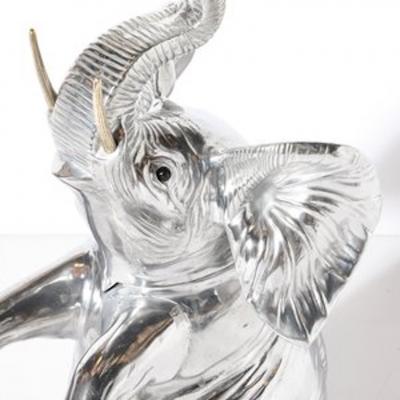 Arthur Court Mid Century Aluminum Brass Sculptural Elephant Wine Cooler Signed Arthur Court
