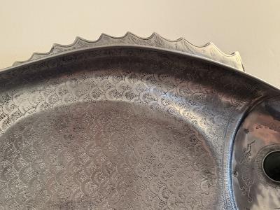 Arthur Court PAIR OF ARTHUR COURT ALUMINUM FISH TRAYS WITH GREEN ADVENTURINE CABOCHON EYE