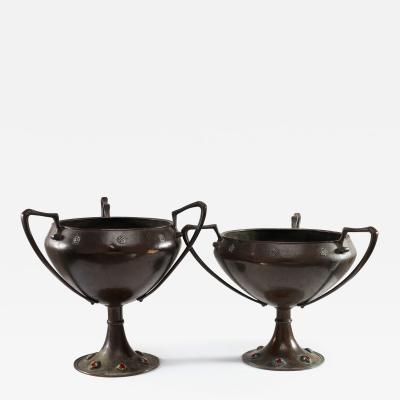 Arthur Dixon Arthur Dixon Birmingham Guild of Handicraft 2 hand hammered copper centre pieces