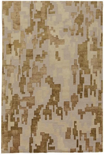 Arthur Dunnam Abstract Design Beige Golden Brown Rug for Doris Leslie Blau