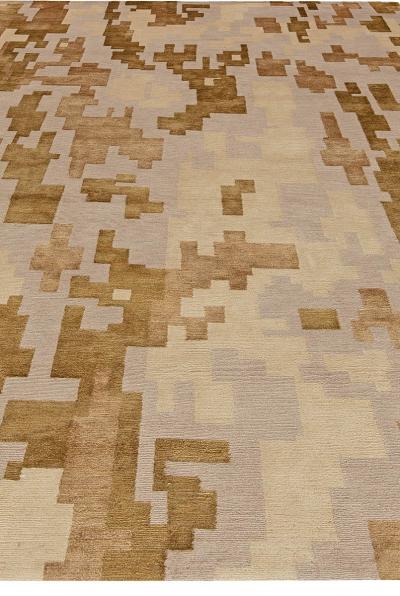 Arthur Dunnam Abstract Design Beige Golden Brown Rug for Doris Leslie Blau