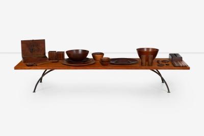 Arthur Espenet Carpenter Arthur Espenet Carpenter Wrought Iron Coffee Table in Narra Wood 1960