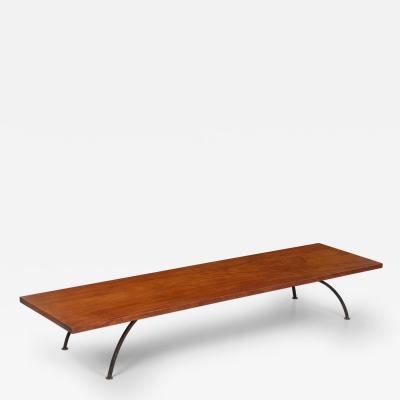 Arthur Espenet Carpenter Arthur Espenet Carpenter Wrought Iron Coffee Table in Narra Wood 1960
