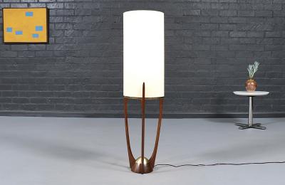 Arthur Jacobs Arthur Jacobs Sculpted Korina Wood Floor Lamp for Modeline of CA
