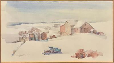 Arthur Meltzer Arthur Meltzer Winter Farm Landscape Watercolor