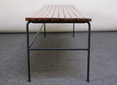Arthur Umanoff Arthur Umanoff Birch and Iron Bench Coffee Table with Rush Nesting Stools
