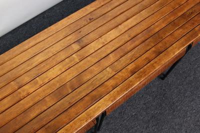 Arthur Umanoff Arthur Umanoff Birch and Iron Bench Coffee Table with Rush Nesting Stools