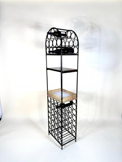 Arthur Umanoff Arthur Umanoff Iron Rattan Wine Rack with Shelves