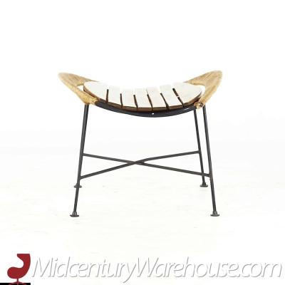 Arthur Umanoff Arthur Umanoff Mid Century Iron and Rattan Catchall Table Stool