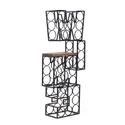 Arthur Umanoff Arthur Umanoff Mid Century Iron and Wood 16 Bottle Wine Rack