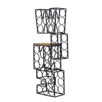 Arthur Umanoff Arthur Umanoff Mid Century Iron and Wood 16 Bottle Wine Rack